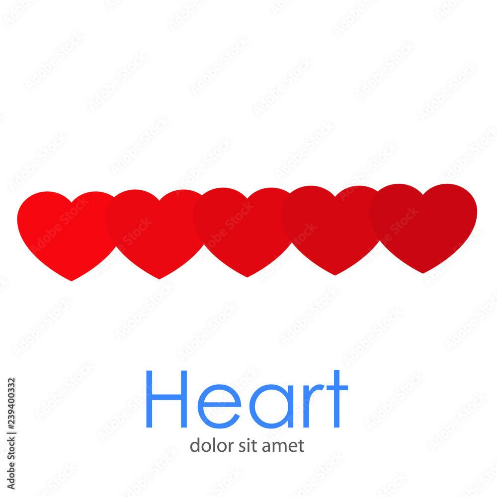 Logotipo con texto Heart con varios corazones en fila en tonos de color  rojo Stock Vector | Adobe Stock