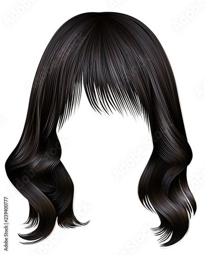 trendy woman long hairs brunette dark brown  colors .  beauty fashion .  realistic 3d