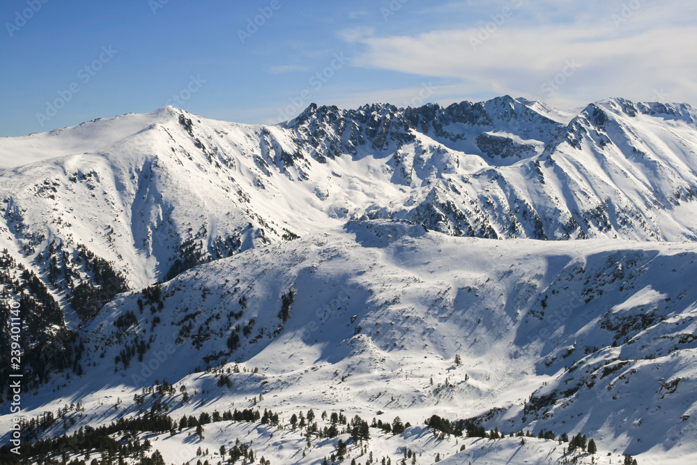 Winter landscape of Pirin Mountain from Todorka peak, Bulgaria