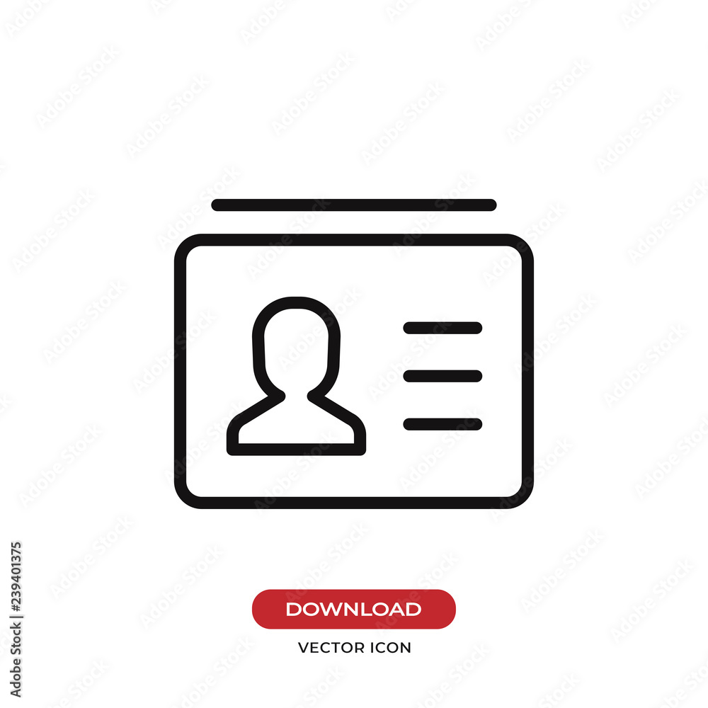 Identity card icon vector. Identification,id symbol. Identity card icon vector. Identification,id symbol.