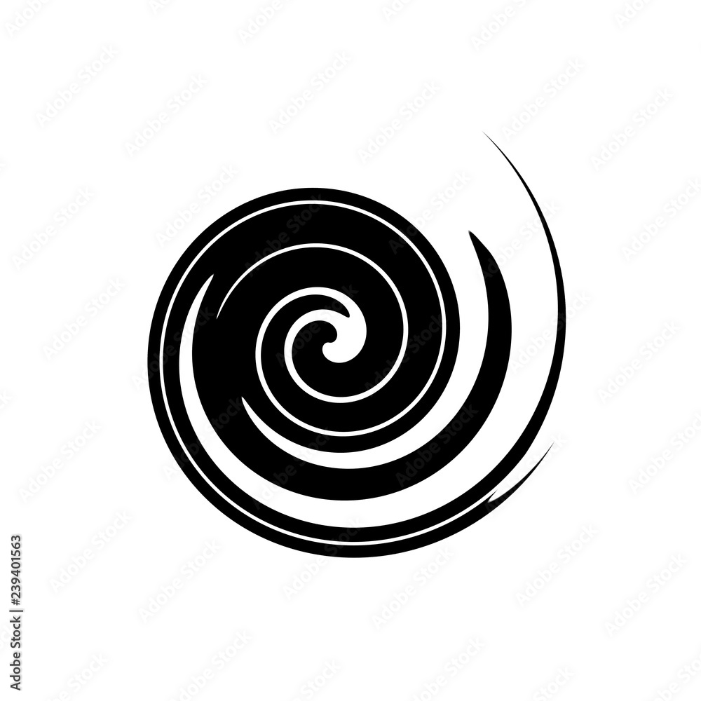 Abstract spiral in the form of a black circle on white background.