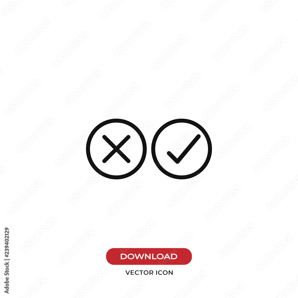 Checkmarks icon vector. Yes or no sign. True or false symbol. Checkmarks icon vector. Yes or no sign. True or false symbol.