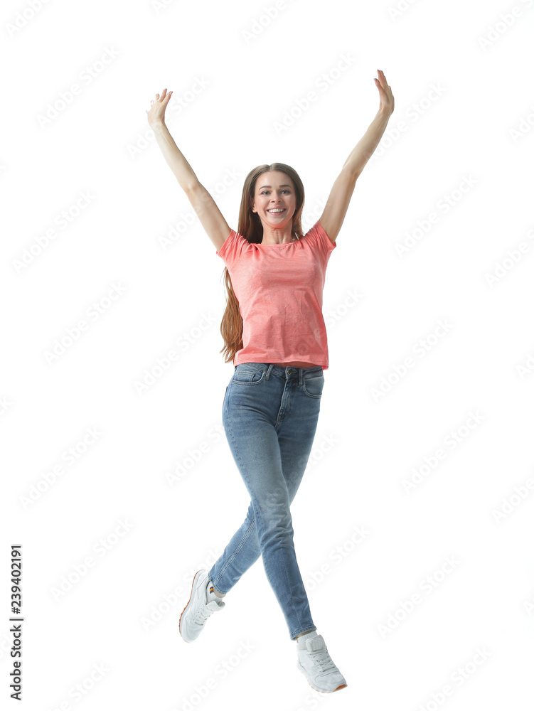 portrait of happy girl student.isolated on white background portrait of happy girl student.isolated on white background