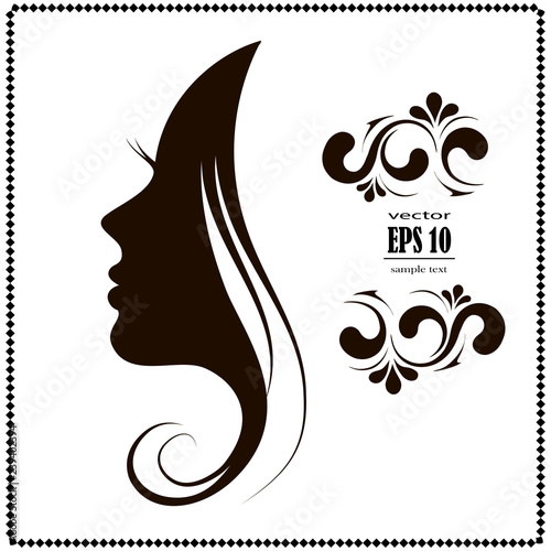 female face silhouette in profile.