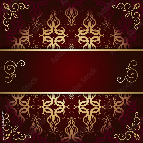 Luxury background card with maroon and gold pattern