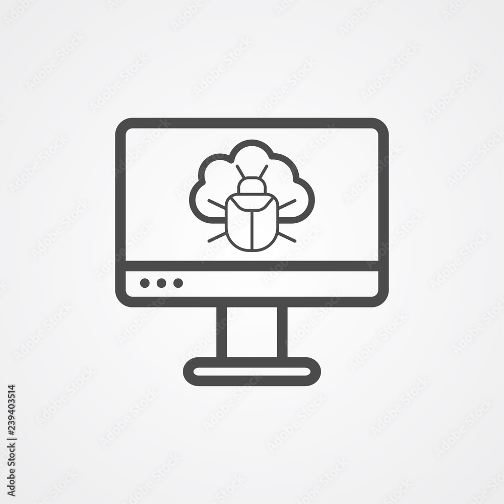 Computer virus vector icon sign symbol Computer virus vector icon sign symbol