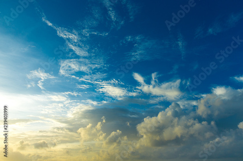 Colorful sunset sky over tranquil sea surface