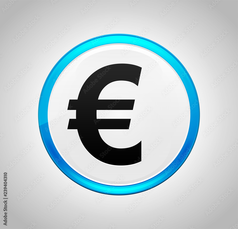Euro sign icon round blue push button Euro sign icon round blue push button