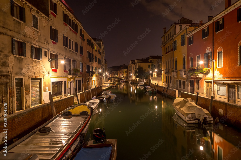 Grand Canal at night time, Venice, Italy