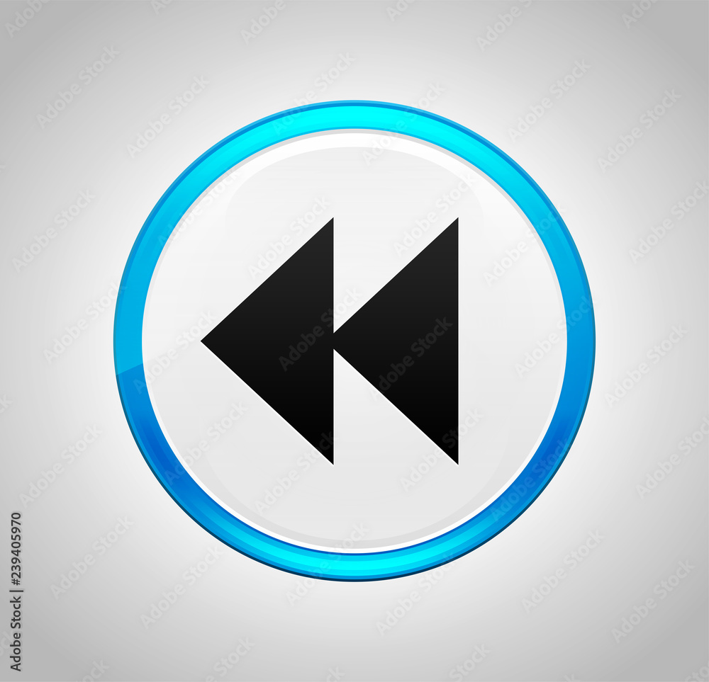 Jump backward icon round blue push button Jump backward icon round blue push button