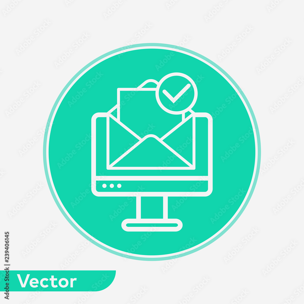 Computer with mail vector icon sign symbol