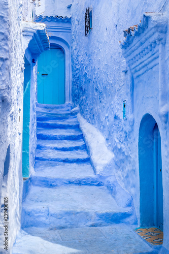 Chefchaouen blue town street in Morocco © matiplanas