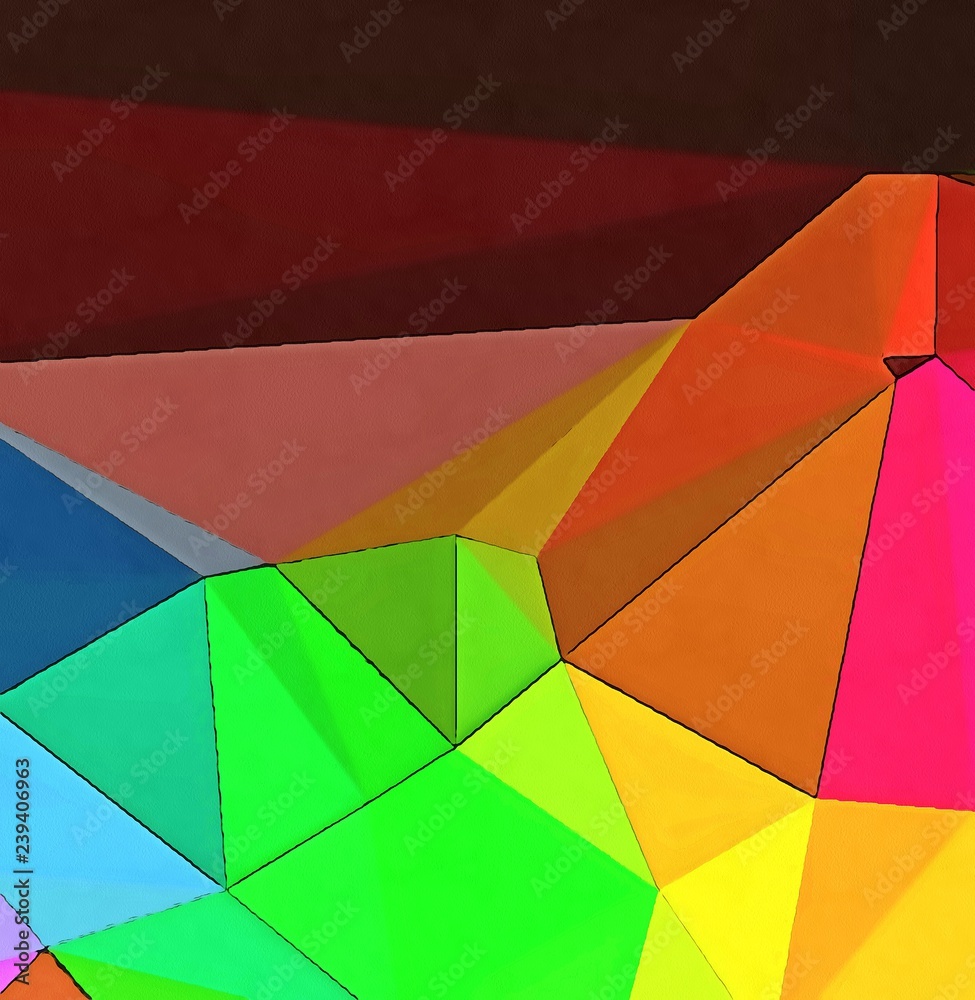 Fototapeta premium Polygonal drawing on canvas. Abstract geometric modern art. Triangles texture background.