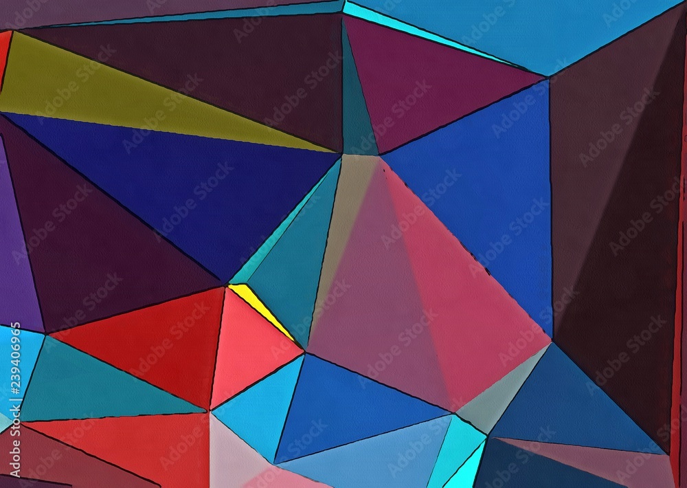 Polygonal drawing on canvas. Abstract geometric modern art. Triangles texture background. Polygonal drawing on canvas. Abstract geometric modern art. Triangles texture background.