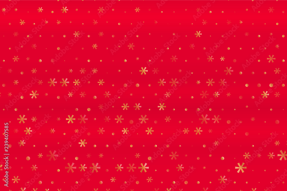 Winter pattern with Golden stars and snowflakes on red blurred background. Scalable vector graphic Winter pattern with Golden stars and snowflakes on red blurred background. Scalable vector graphic