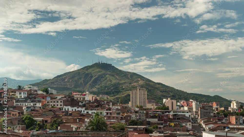 Timelapse of Santiago de Cali, San Antonio district, Valle del Cauca, Colombia. The salsa capital is dominated by the 
