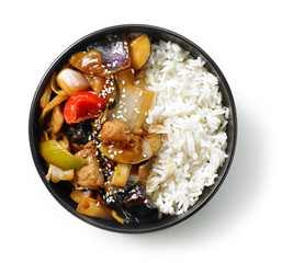 bowl of asian food