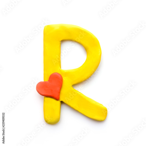 Plasticine letter R of the English alphabet