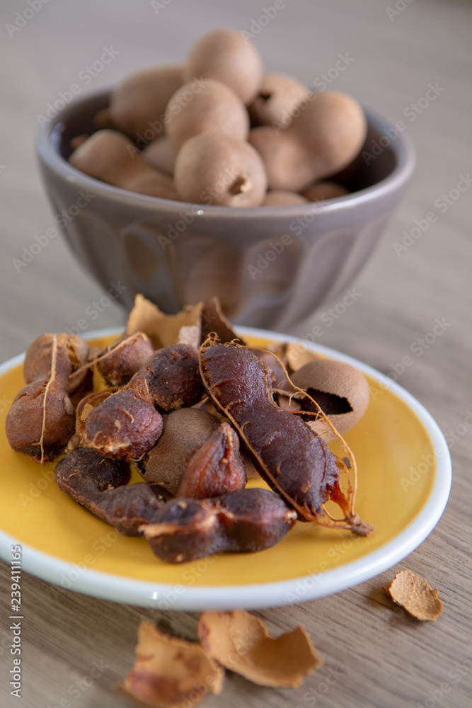 Fruits of tropcal Africal tree tamarind, used in cooking, traditional medicine and metal polish Fruits of tropcal Africal tree tamarind, used in cooking, traditional medicine and metal polish