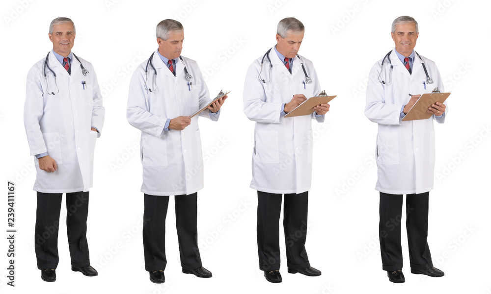 Doctor in Lab Coat Full Length four Different Poses Doctor in Lab Coat Full Length four Different Poses