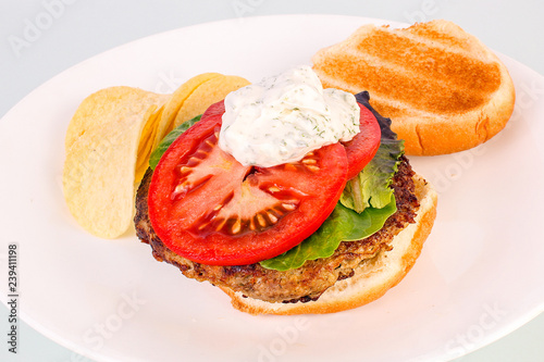 Turkeyburger with Sour Cream and Dill Spread
