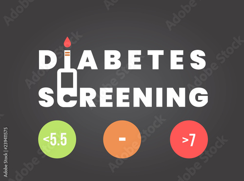 Diabetes screening conceptual illustration.  Medical typographyc poster