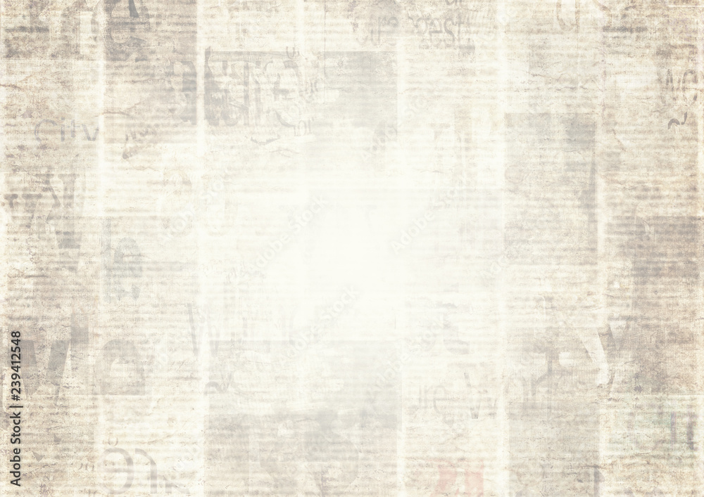 Fototapeta premium Newspaper with old grunge vintage unreadable paper texture background