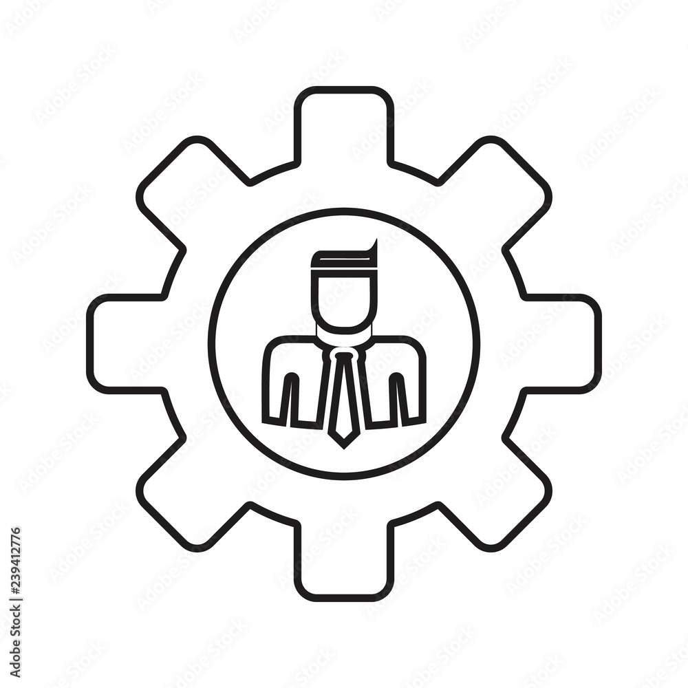 employee in gear icon. Element of HR & Heat hunting for mobile concept and web apps icon. Thin line icon for website design and development, app development employee in gear icon. Element of HR & Heat hunting for mobile concept and web apps icon. Thin line icon for website design and development, app development