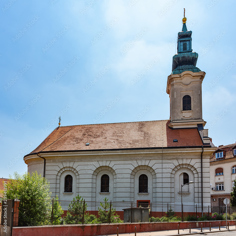 Novi Sad, Serbia - May 27, 2018: Church of the Holy Apostles Peter and Paul in Novi Sad. Greek Catholic Church.