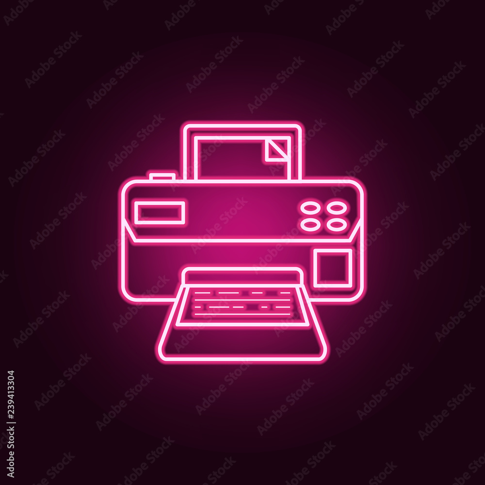 Printer icon. Elements of Media in neon style icons. Simple icon for websites, web design, mobile app, info graphics Printer icon. Elements of Media in neon style icons. Simple icon for websites, web design, mobile app, info graphics