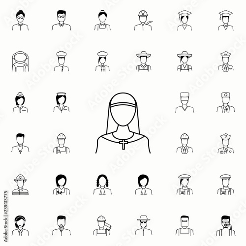 nun icon. Proffecions icons universal set for web and mobile