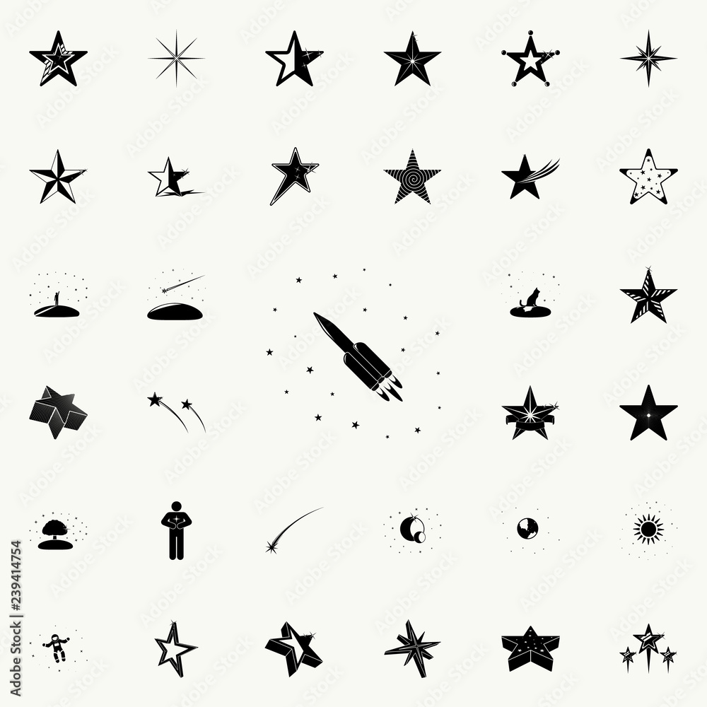 rocket and stars icon. Stars icons universal set for web and mobile
