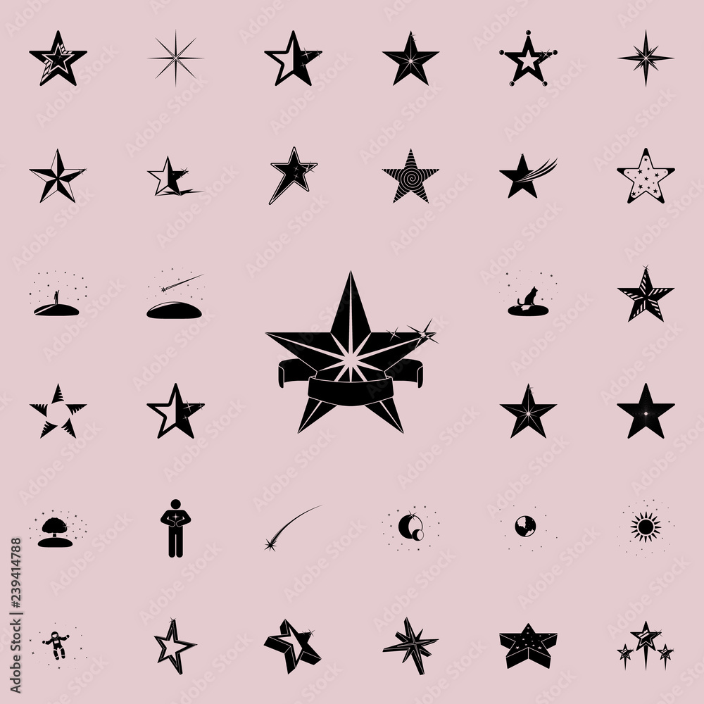 star with ribbon icon. Stars icons universal set for web and mobile