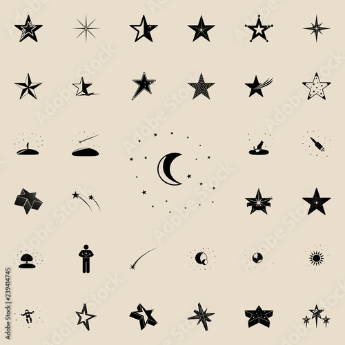 Moon and stars icon. Stars icons universal set for web and mobile