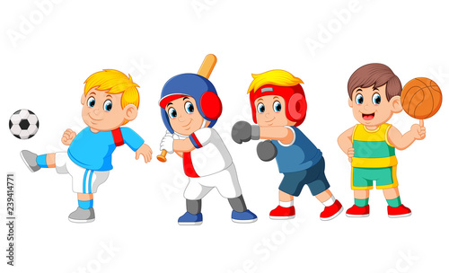 a group of professional sports with different kind of sport 