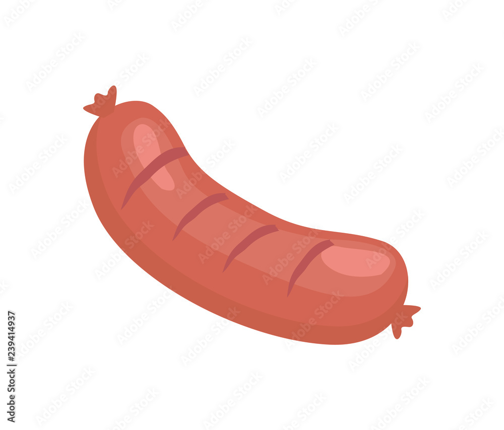 Sausage for Barbecue Vector Badge in Cartoon Style Sausage for Barbecue Vector Badge in Cartoon Style