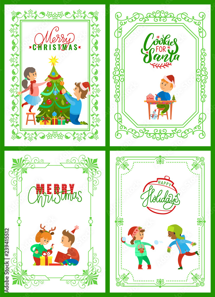 Fototapeta premium Merry Christmas, Holidays of Children on Vacations