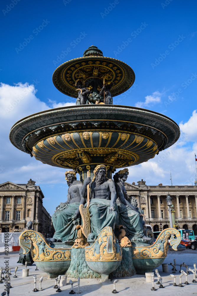 The Fontaine des Mers in the Place de La Concorde in Paris, France