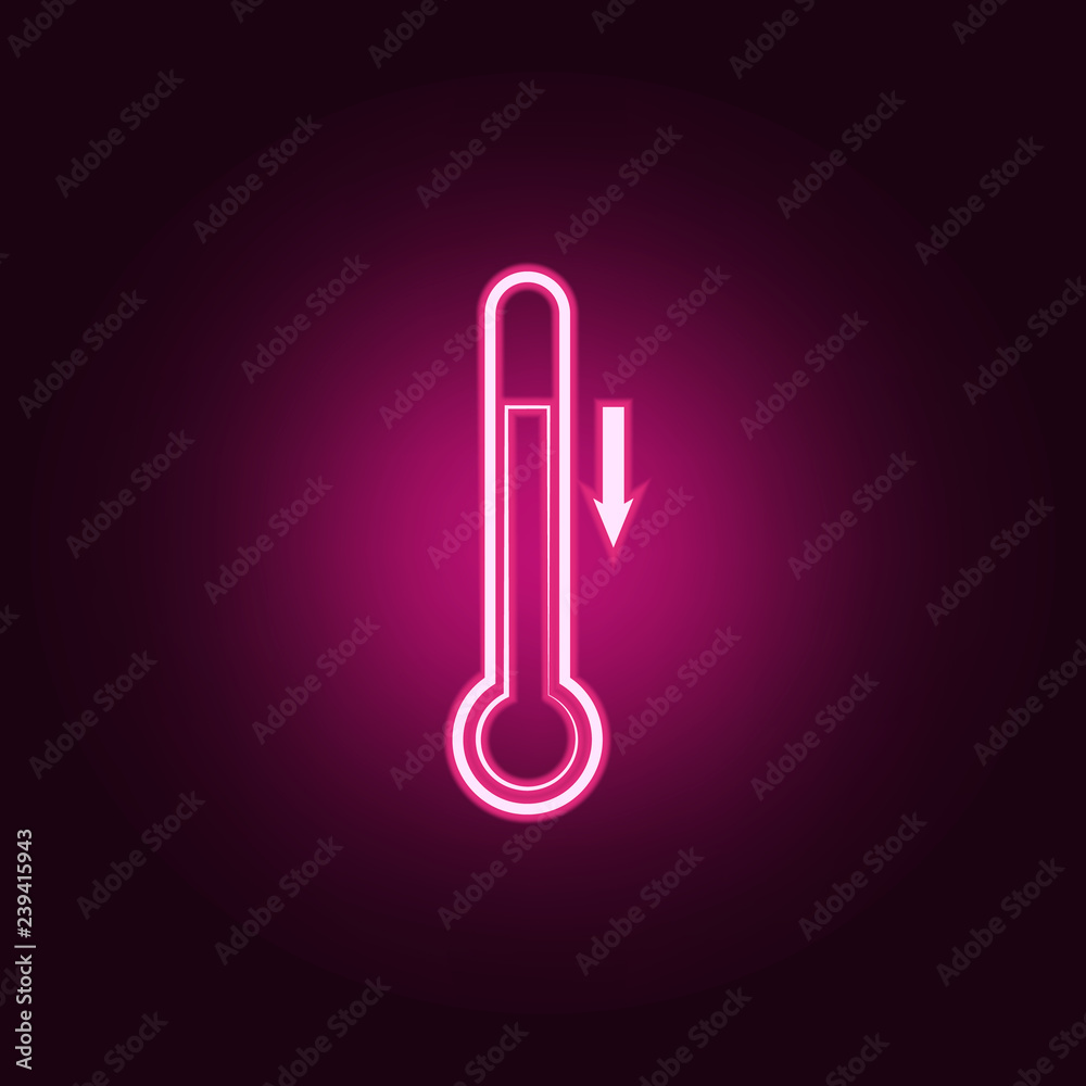 sign of reduced temperature icon. Elements of Weather in neon style icons. Simple icon for websites, web design, mobile app, info graphics sign of reduced temperature icon. Elements of Weather in neon style icons. Simple icon for websites, web design, mobile app, info graphics