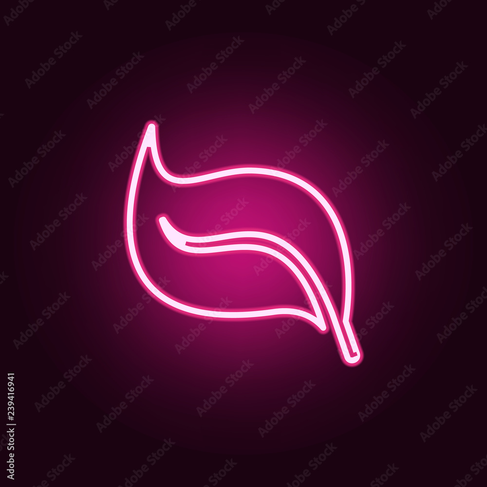 Obraz premium plant leaf icon. Elements of web in neon style icons. Simple icon for websites, web design, mobile app, info graphics