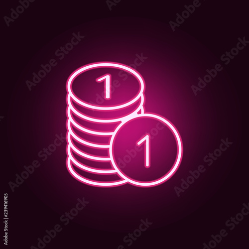 penny in a pile icon. Elements of web in neon style icons. Simple icon for websites, web design, mobile app, info graphics