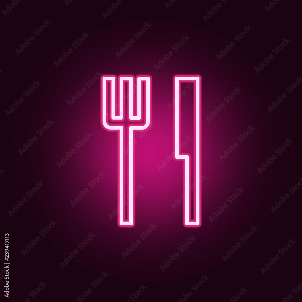 cutlery icon. Elements of web in neon style icons. Simple icon for websites, web design, mobile app, info graphics cutlery icon. Elements of web in neon style icons. Simple icon for websites, web design, mobile app, info graphics