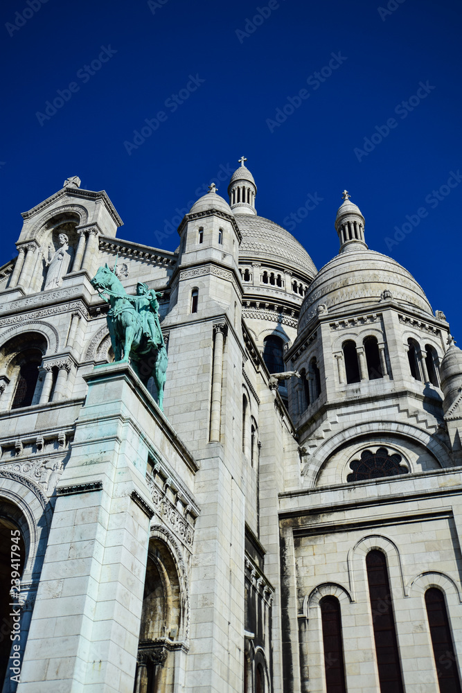 The iconic basilica of Sacre-Coeur on Montmartre in Paris, France