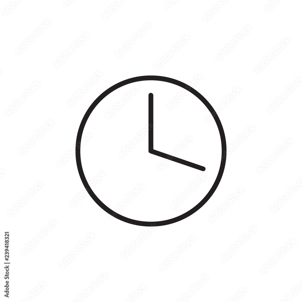 Clock outline icon vector. Clock outline sign outline on white background. Flat style for graphic design, logo, Web, UI, mobile app, EPS10 Clock outline icon vector. Clock outline sign outline on white background. Flat style for graphic design, logo, Web, UI, mobile app, EPS10