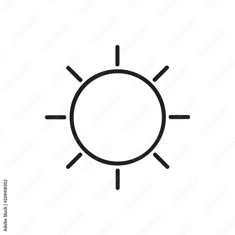Sun outline icon vector. Sun outline sign outline on white background. Flat style for graphic design, logo, Web, UI, mobile app, EPS10 Sun outline icon vector. Sun outline sign outline on white background. Flat style for graphic design, logo, Web, UI, mobile app, EPS10