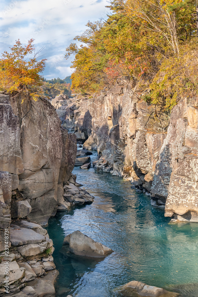 Autumn at Gembikei Gorge in Iwate, Japan
