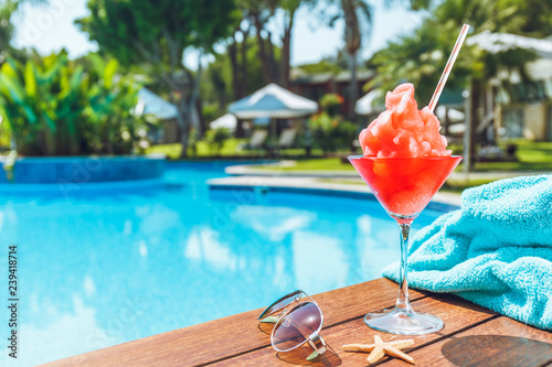 Sticker Frozen Margarita or Daiquiry cocktail near the pool