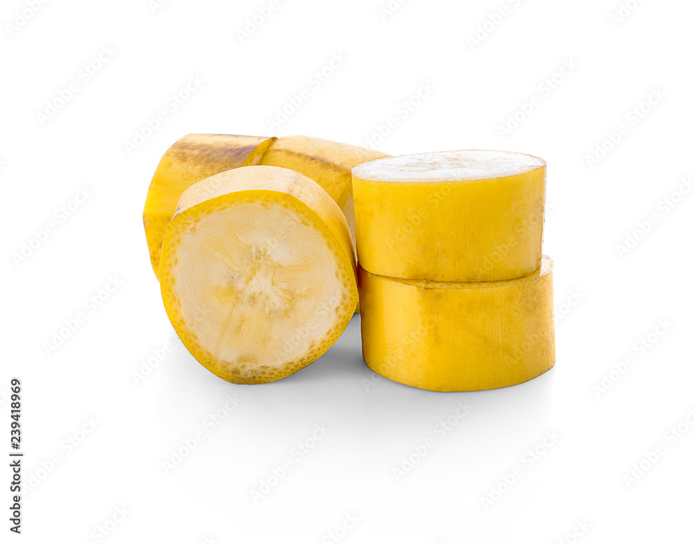 Banana slice isolated on white background