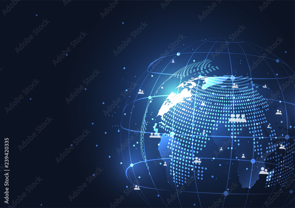 Global network connection. World map point and line composition concept of global business. Vector Illustration