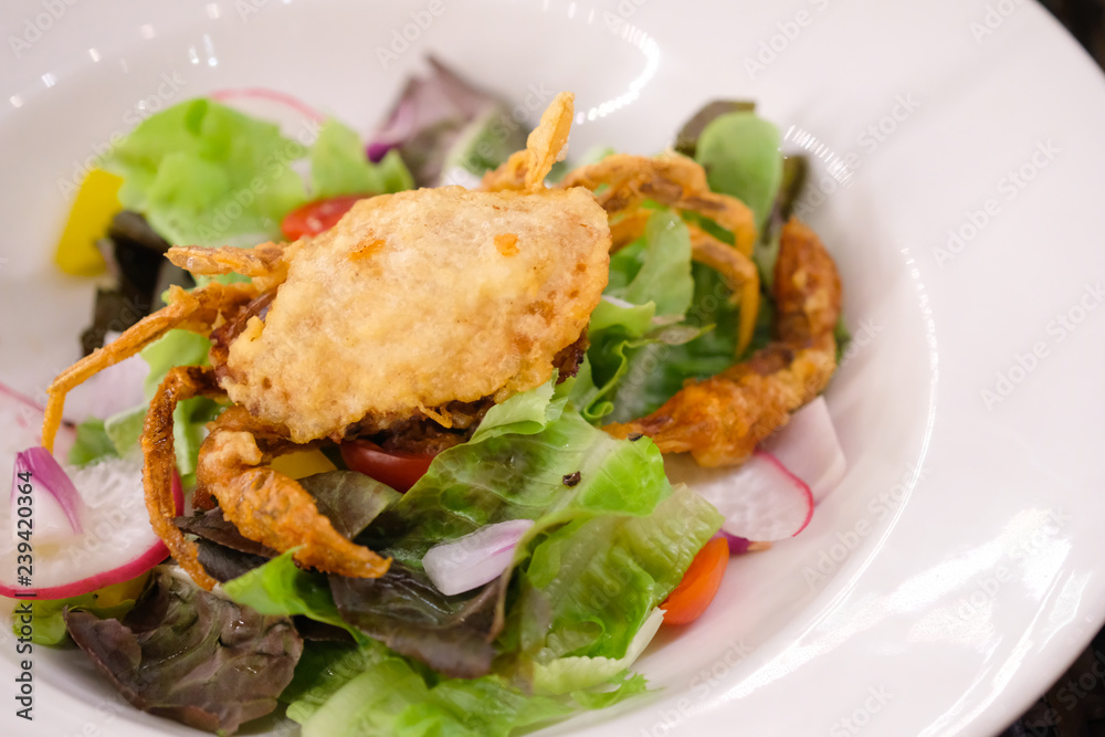 Delicious of soft shell crab salad
